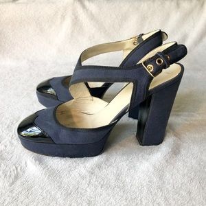 Miu Miu Navy Slingback Platform Heels